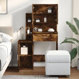Berkfield Home Beautiful Dressing Table with Cabinet Smoked Oak 80x35x132 cm in Brown - Size: 80 x 35 x 132 cm - thumbnail 4