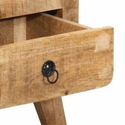Berkfield Home Beautiful Bedside Cabinet 2 pcs 40x32x46 cm Solid Wood Rough Mango in Brown - Size: 40 x 32 x 46 cm - thumbnail 7