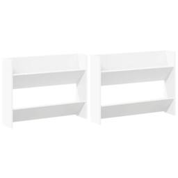 Berkfield Home Wall Shoe Cabinet 2 pcs White 80x18x60 cm Engineered Wood - Size: 80 x 18 x 60 cm - thumbnail 3