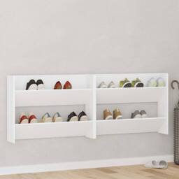 Berkfield Home Wall Shoe Cabinet 2 pcs White 80x18x60 cm Engineered Wood - Size: 80 x 18 x 60 cm - thumbnail 2