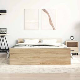 Berkfield Home Bed Frame with Headboard & Footboard Concrete Grey 120x190 cm S… in Natural - Size: Small Double - thumbnail 4