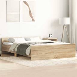 Berkfield Home Bed Frame with Headboard & Footboard Concrete Grey 120x190 cm S… in Natural - Size: Small Double - thumbnail 2