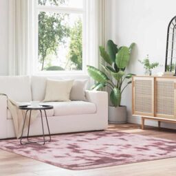 Berkfield Home Shaggy Rug High Pile NAVARRA Dusty Pink 200x200 cm Polyester - Size: Medium - thumbnail 1
