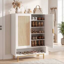 KORVIXA 108 cm Freestanding Shoe Cabinet with 2 Doors 6-Tier - Size: 100 cm x 100 cm - thumbnail 3