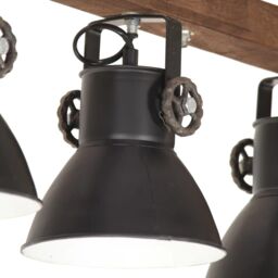Berkfield Home Industrial Ceiling Lamp Black E27 Mango Wood - thumbnail 6