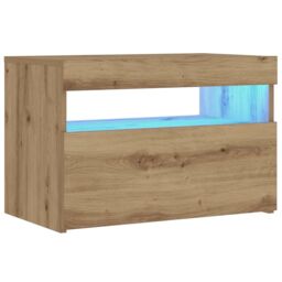 Berkfield Home Bedside Cabinet with LED Lights Artisan Oak 60x35x40 cm Engineered Wood in Brown - Size: 60 x 35 x 40 cm - thumbnail 6