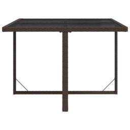 Berkfield Home Garden Table Brown 109x107x74 cm Poly Rattan & Glass - Size: 109 x 107 x 74 cm - thumbnail 4