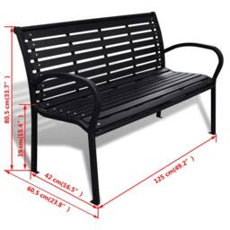 Berkfield Home Garden Bench 125 cm Steel & WPC Black - thumbnail 5