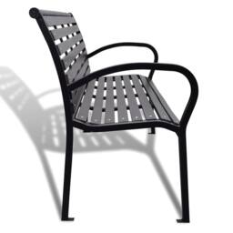Berkfield Home Garden Bench 125 cm Steel & WPC Black - thumbnail 4