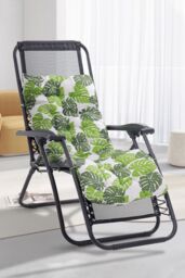 Living and Home 170cm L x 48cm W Banana Leaf Print Button Tufted Lounge Cushion Beach Chair Seat Cushion in Green - Size: 170 cm L x 48 cm W - thumbnail 1