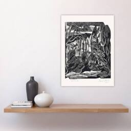 "Artery8 Winter in Hampden Black White Landscape Nash Wall Art Poster Print - Size: W12"" x H16""" - thumbnail 4
