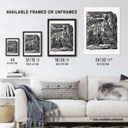 "Artery8 Winter in Hampden Black White Landscape Nash Wall Art Poster Print - Size: W12"" x H16""" - thumbnail 3