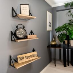 Rafaelo Mobilia Industrial Set Of 3 Adjustable Wall Mounted Shelves in Brown - thumbnail 1