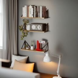Rafaelo Mobilia Industrial Set Of 3 Adjustable Wall Mounted Shelves in Brown - thumbnail 6