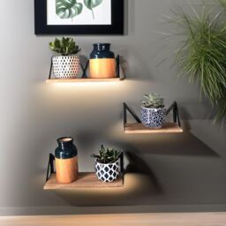 Rafaelo Mobilia Industrial Set Of 3 Adjustable Wall Mounted Shelves in Brown - thumbnail 3