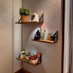 Rafaelo Mobilia Industrial Set Of 3 Adjustable Wall Mounted Shelves in Brown - thumbnail 4