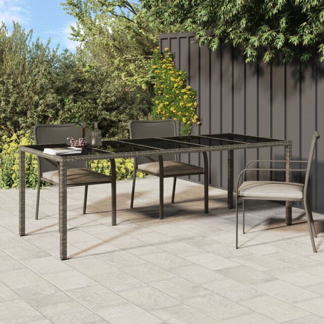 Berkfield Home Garden Dining Table Grey 250x100x75 cm Poly Rattan - Size: 250 x 100 x 75 cm - image 1
