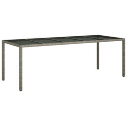 Berkfield Home Garden Dining Table Grey 250x100x75 cm Poly Rattan - Size: 250 x 100 x 75 cm - thumbnail 2