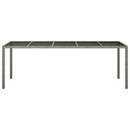Berkfield Home Garden Dining Table Grey 250x100x75 cm Poly Rattan - Size: 250 x 100 x 75 cm - thumbnail 3