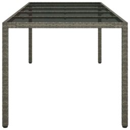 Berkfield Home Garden Dining Table Grey 250x100x75 cm Poly Rattan - Size: 250 x 100 x 75 cm - thumbnail 4