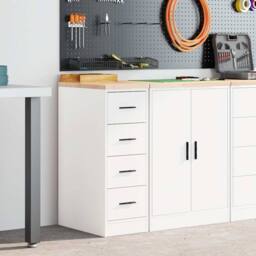 Berkfield Home Garage Storage Cabinet White 30x51x85 cm Solid Wood Pine - Size: 30 x 51 x 85 cm - thumbnail 3