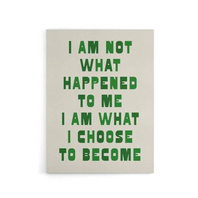 "Artery8 I Am What I Choose To Become Bold Inspirational Canvas Wall Art Print in Green - Size: W12"" x H16""" - image 1