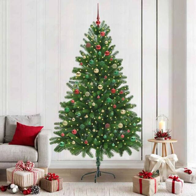 Berkfield Home Christmas Tree with 300 LEDs with Stand Green 210 cm PE - image 1
