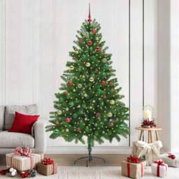 Berkfield Home Christmas Tree with 300 LEDs with Stand Green 210 cm PE - thumbnail 1