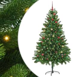 Berkfield Home Christmas Tree with 300 LEDs with Stand Green 210 cm PE - thumbnail 2