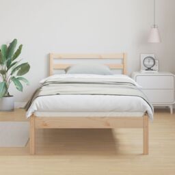 Berkfield Home Bed Frame with Headboard 90x210 cm Solid Wood Pine in Brown - thumbnail 4