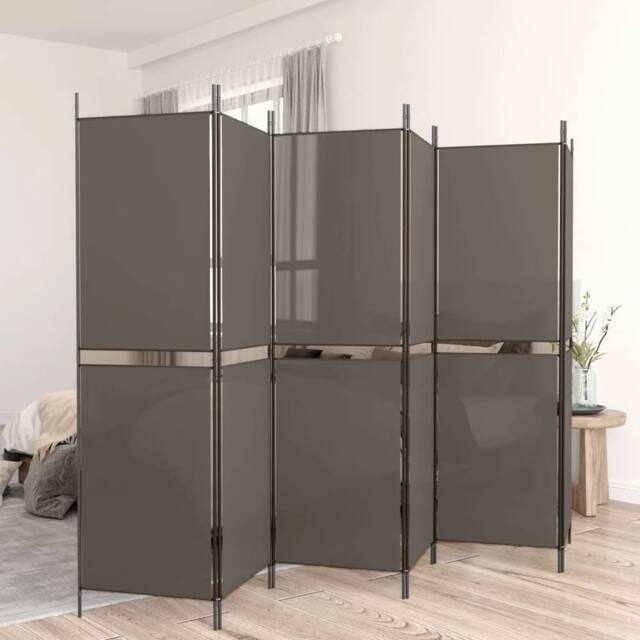 Berkfield Home 6-Panel Room Divider Anthracite 300x180 cm Fabric in Black - image 1