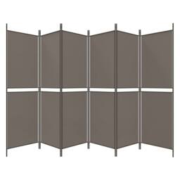 Berkfield Home 6-Panel Room Divider Anthracite 300x180 cm Fabric in Black - thumbnail 5