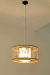 Living and Home Bamboo-Woven Pendant Light in White