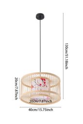 Living and Home Bamboo-Woven Pendant Light in White - thumbnail 4