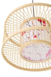 Living and Home Bamboo-Woven Pendant Light in White - thumbnail 3