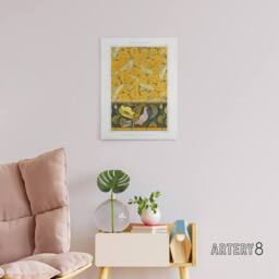 "Artery8 Poppy Pigeon Coral Fish Patterns Canvas Wall Art Print Verneuil in Orange - Size: W18"" x H24""" - thumbnail 3