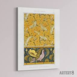 "Artery8 Poppy Pigeon Coral Fish Patterns Canvas Wall Art Print Verneuil in Orange - Size: W18"" x H24""" - thumbnail 2