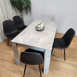 KOSY KOALA Modern Dining Table Set With 4 Black Faux Leather Chairs Dining Room Furniture in Brown - thumbnail 6