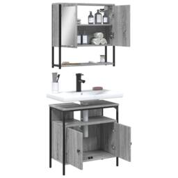 Berkfield Home Durable 2 Piece Bathroom Furniture Set Grey Sonoma Engineered Wood - thumbnail 4