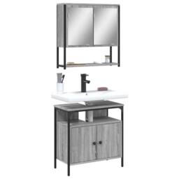 Berkfield Home Durable 2 Piece Bathroom Furniture Set Grey Sonoma Engineered Wood - thumbnail 2