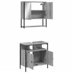 Berkfield Home Durable 2 Piece Bathroom Furniture Set Grey Sonoma Engineered Wood - thumbnail 6