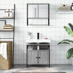 Berkfield Home Durable 2 Piece Bathroom Furniture Set Grey Sonoma Engineered Wood - thumbnail 1