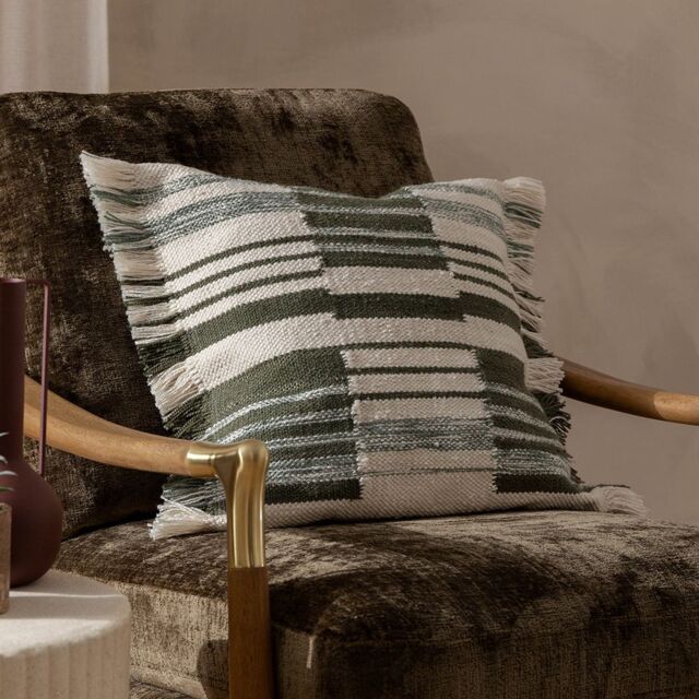 HOEM Torode Woven Cushion in Green - Size: 45 cm x 45 cm - image 1