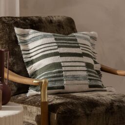 HOEM Torode Woven Cushion in Green - Size: 45 cm x 45 cm
