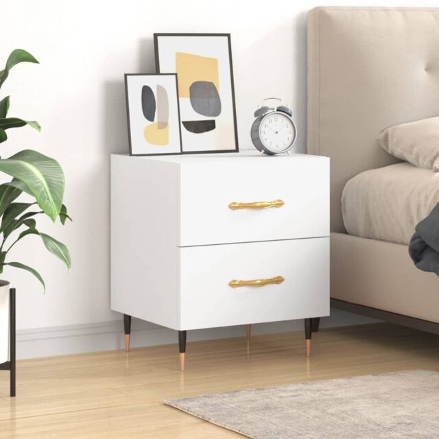 Berkfield Home Bedside Cabinet White 40x35x47.5 cm Engineered Wood - image 1