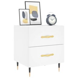 Berkfield Home Bedside Cabinet White 40x35x47.5 cm Engineered Wood - thumbnail 3