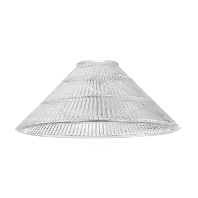 Happy Homewares Modern Designer Transparent Ridged Glass Easy Fit Pendant Shade in Cone Shape in Clear - image 1