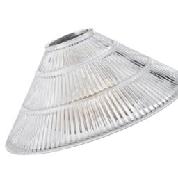 Happy Homewares Modern Designer Transparent Ridged Glass Easy Fit Pendant Shade in Cone Shape in Clear - thumbnail 3