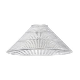 Happy Homewares Modern Designer Transparent Ridged Glass Easy Fit Pendant Shade in Cone Shape in Clear - thumbnail 1