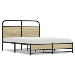 Berkfield Home Elegant Bed Frame Frame 120x190 cm Small Double Sonoma Oak Wood in Light Oak - thumbnail 3
